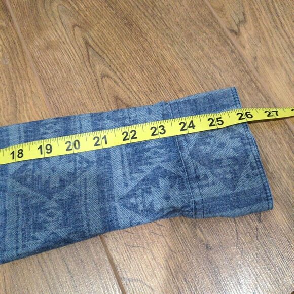 Lucky Brand Mens Denim Aztec Snap Button LS Shirt Size L/XL Blue Casual - Picture 12 of 12